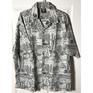 SOHK Vintage School Of Hard Knocks Black & White Graphics Casual Shirt 2XL EUC